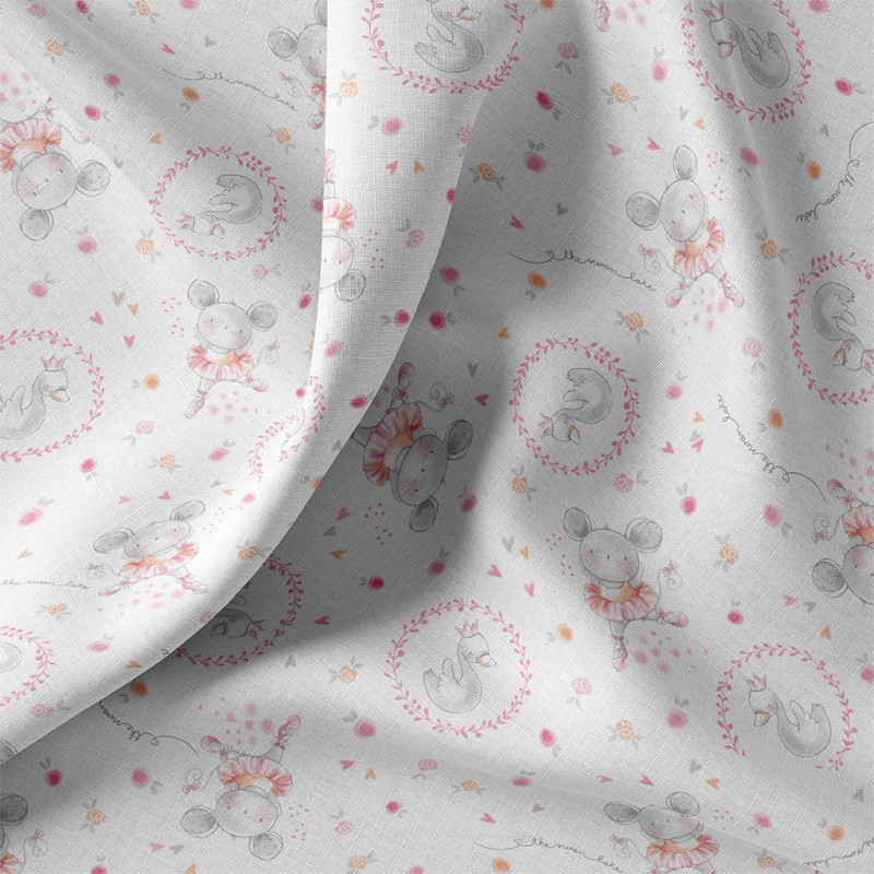 Printed Cotton DAISY White / Pink